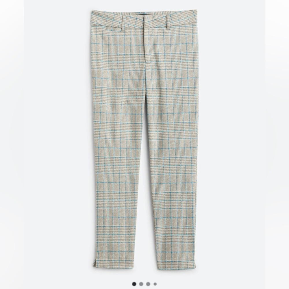 Plaid Women's Pants in Beige and Blue